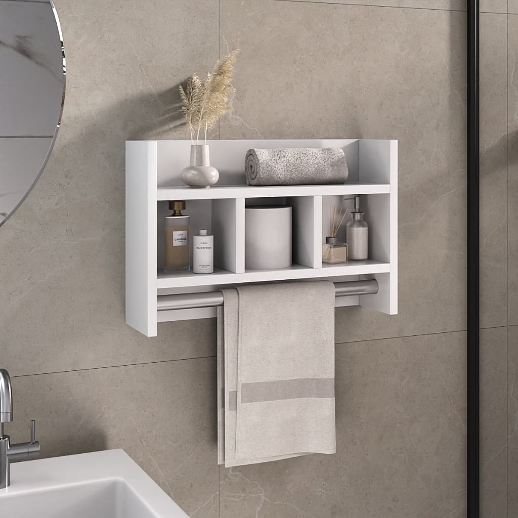 Porta Toalha Prático com Nicho para Banheiro Organizador 100% MDF | Compacto e Funcional