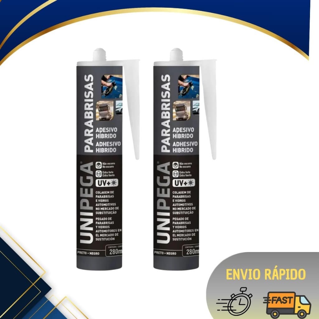 KIT 2 Parabrisa Unipega Original  Cola para Vidro Automotivo Alta Fixação  Reparos em Parabrisa
