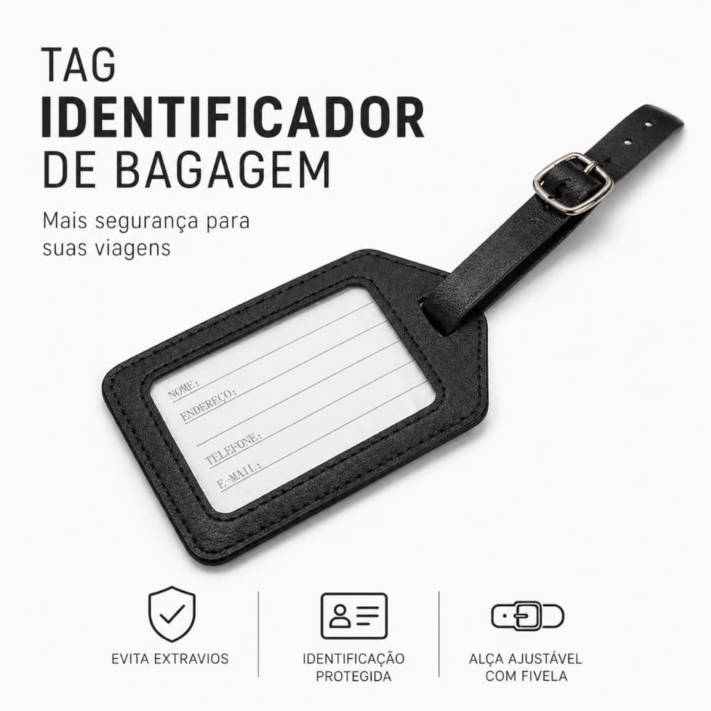 Tag Identificador de Mala Viagem Couro Sintético Resistênte