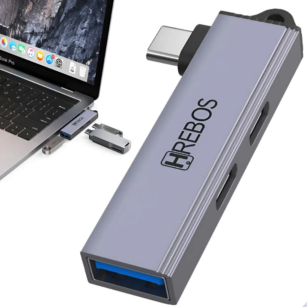 Adaptador Otg Hub 3 In 1 Duplo Usb Tipo C E 1 Usb 3.0