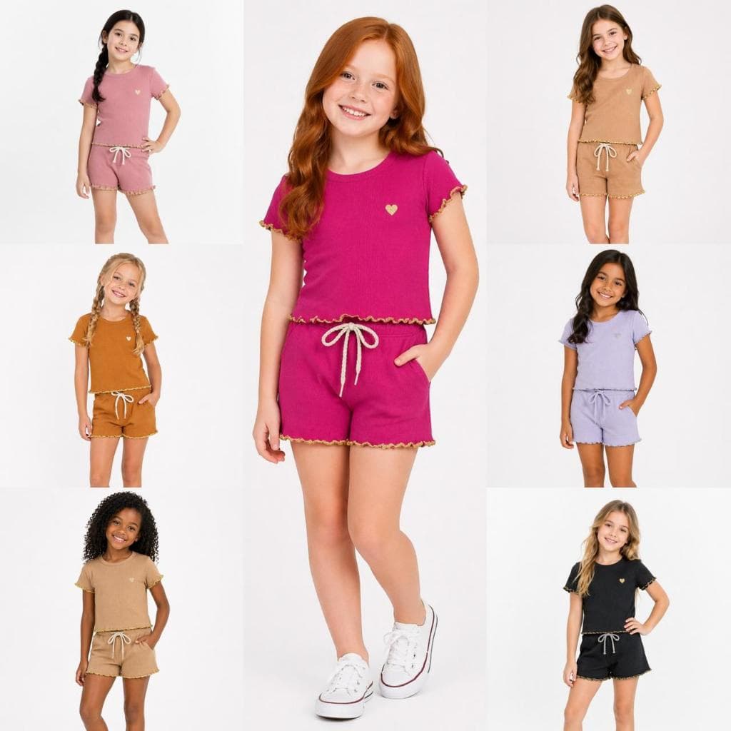 CONJUNTO MENINA VERÃO CANELADO COM DETALHE INFANTIL/JUVENIL