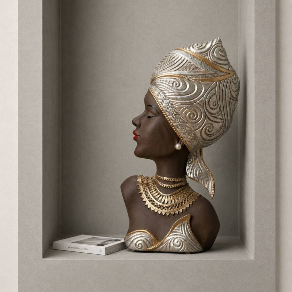 Estatua Africana Em Gesso Decoracao Sala Quarto Luxo Moderna