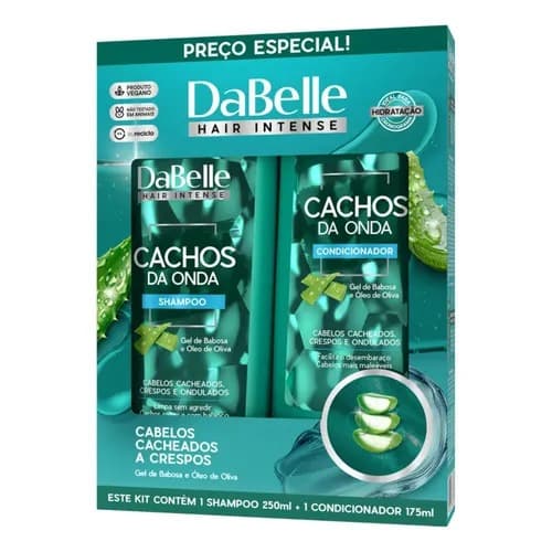 Dabelle Tratamento Cachos Da Onda Hidratação Shampoo Sem Sal 250ml + Condicionador Leave-in 175ml Cabelos Cacheados Cres