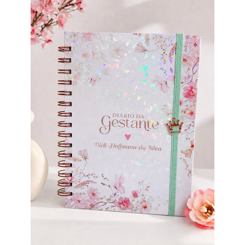 Diário da Gestante Grávida Personalizado com Nome