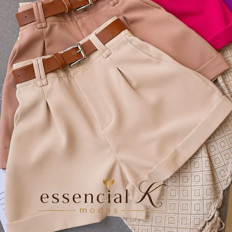 SHORT ALFAIATARIA FEMININO CINTURA ALTA COM BOLSO SOCIAL PROMOÇÃO