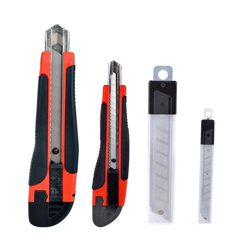 Estilete Profissional Emborrachado Com Trava + 3 Laminas 18mm / 9mm