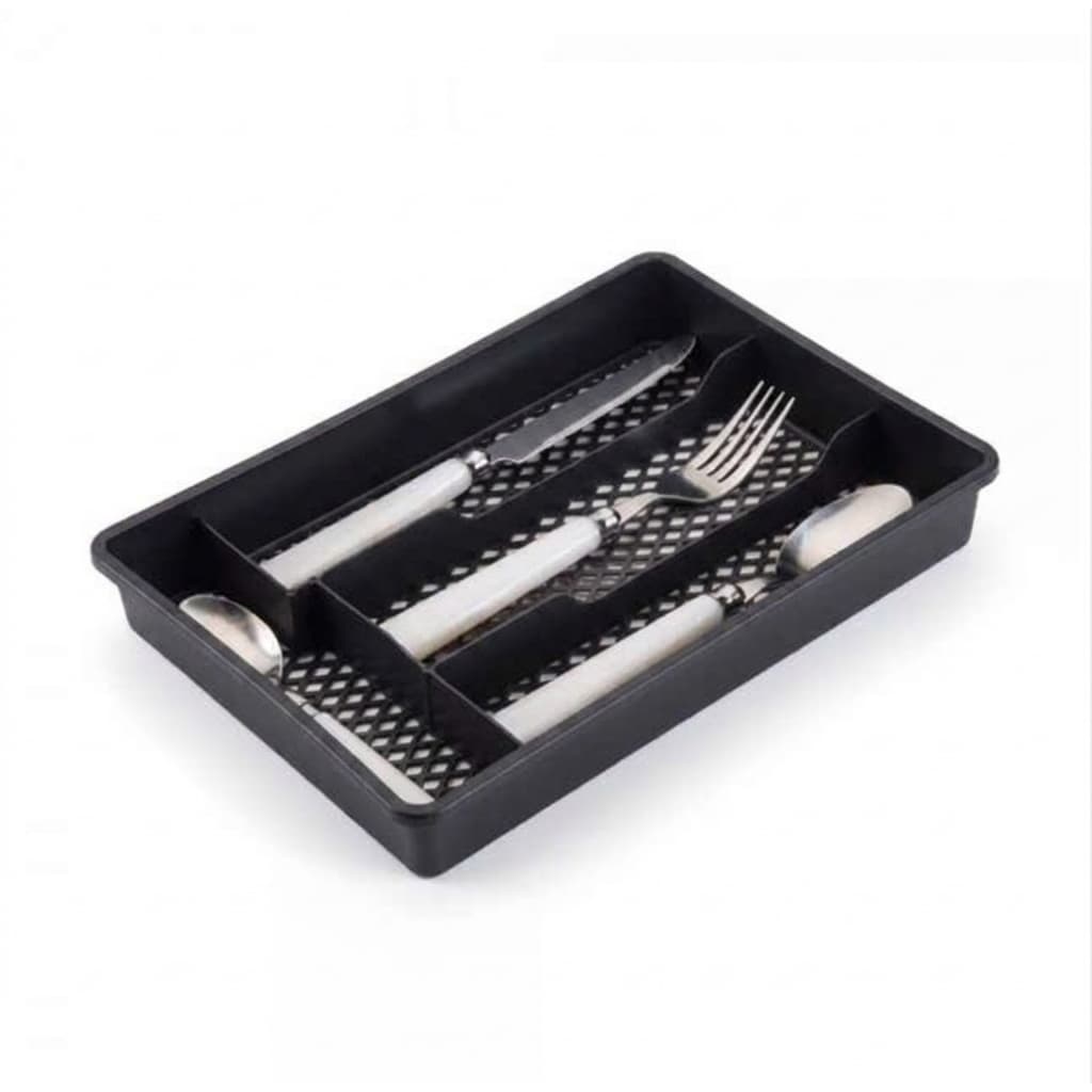 Organizador de Talheres para Gaveta Divisórias Porta Talheres Preto Cozinha