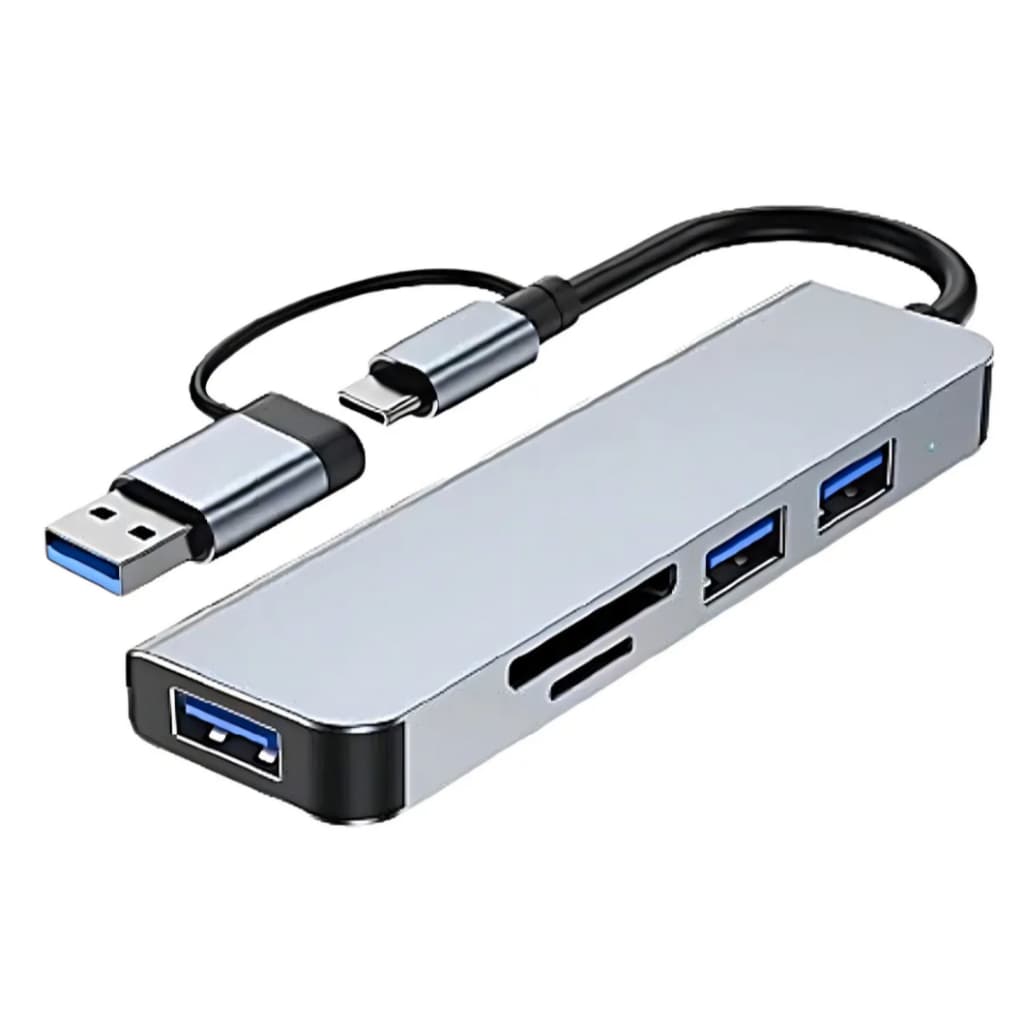 Hub Usb 3.0 E Usb Tipo C Tomate Mst-013 Leitor De Cartão Cor Preto