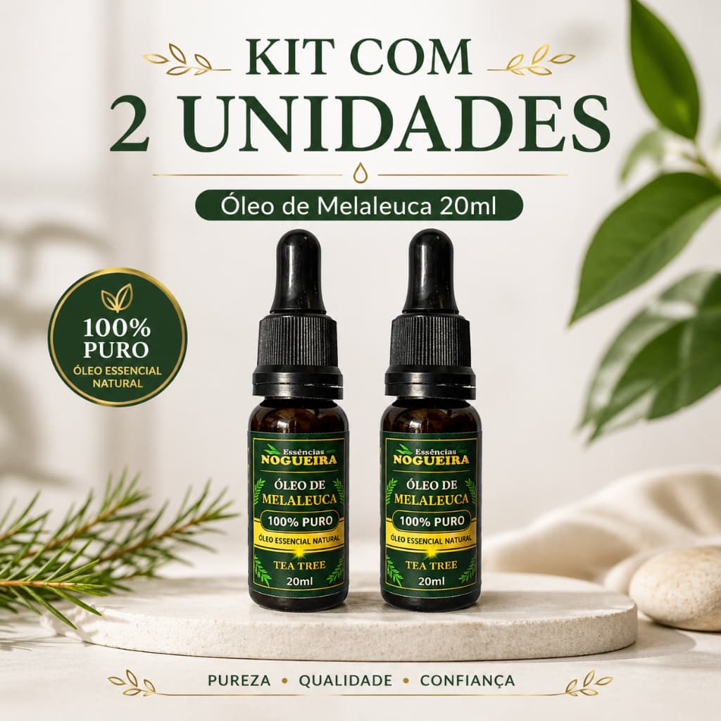 Óleo Essencial de Melaleuca 100% Natural (Kit 2 Unidades)  Cuidados com Pele Acne e Caspa