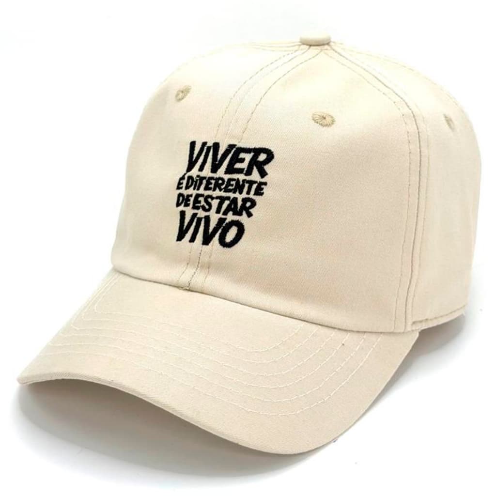 Boné Viver É Diferente de Estar Vivo Modelo Dad hat Boné Premium Unissex Meme Resenha Hashtag Musica