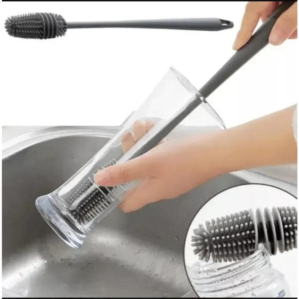 Escova De Lavar Garrafa Mamadeira Copo Taça Silicone Pratico