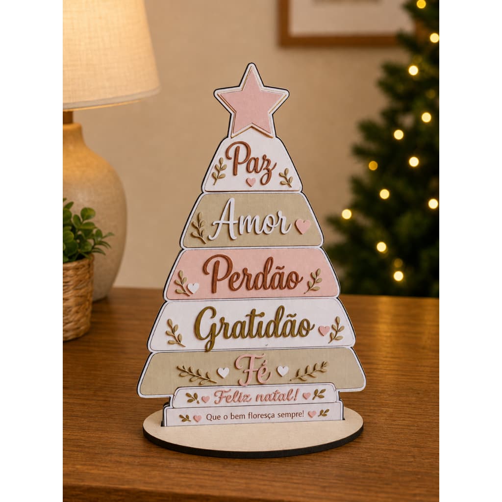 Kit 20 Arvore de Natal Personalizada Palavras Lembrançinha MDF