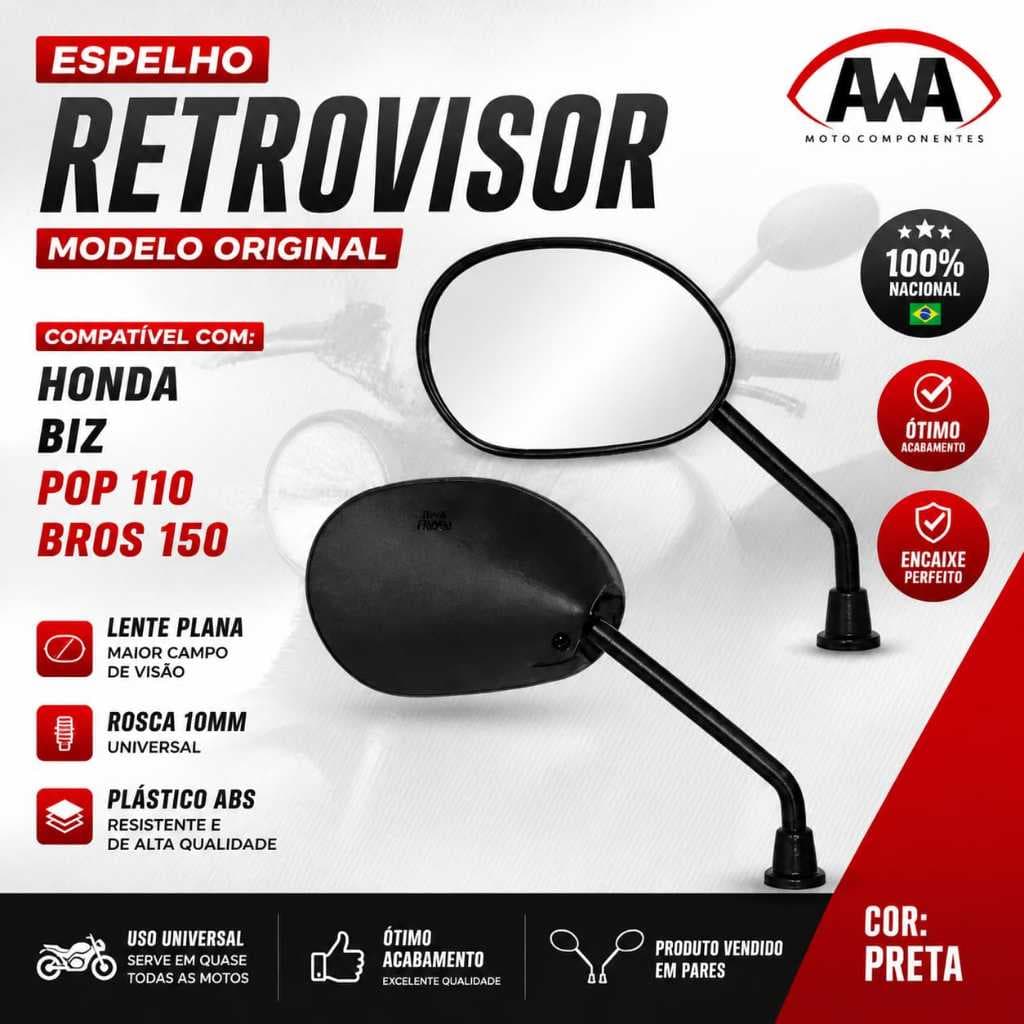 PAR ESPELHO RETROVISOR HONDA BIZ 125 POP 110 100 BROS 150