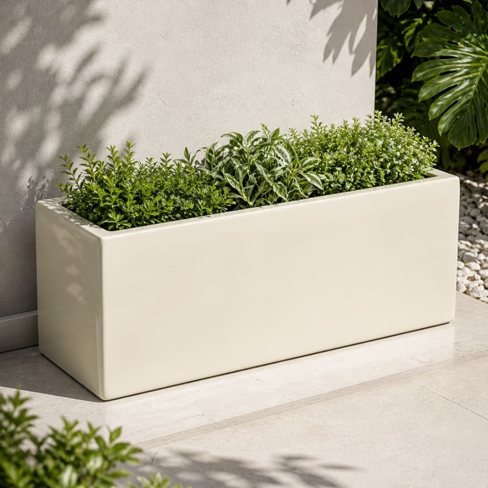 Vaso De Fibra De Vidro Floreira 80x40cm Jardineira Retangular Caixa LINDO VASO Plantas Decoração Externa