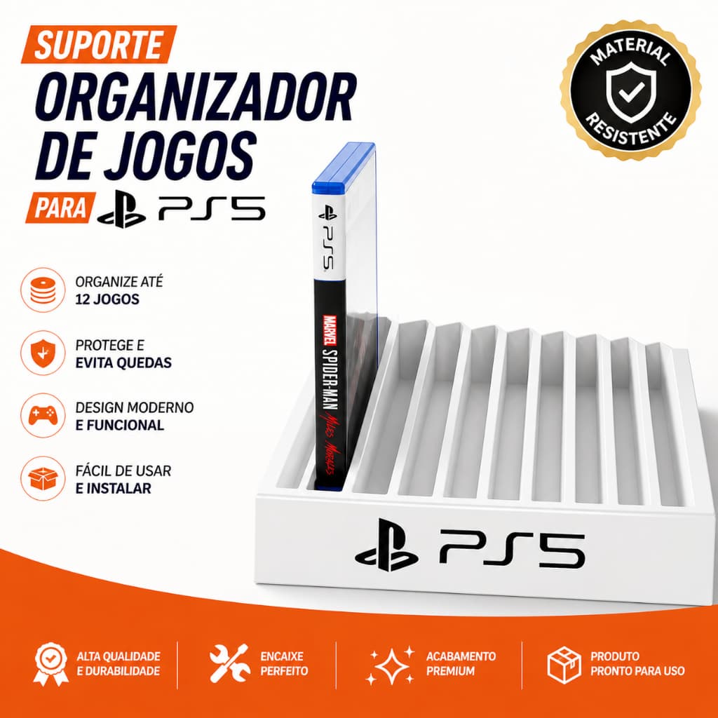 Suporte Organizador de Jogos PS5 Porta Games Playstation 5 Stand Porta CD Jogo PS5 Organizador Gamer Mesa Rack Alta Capa