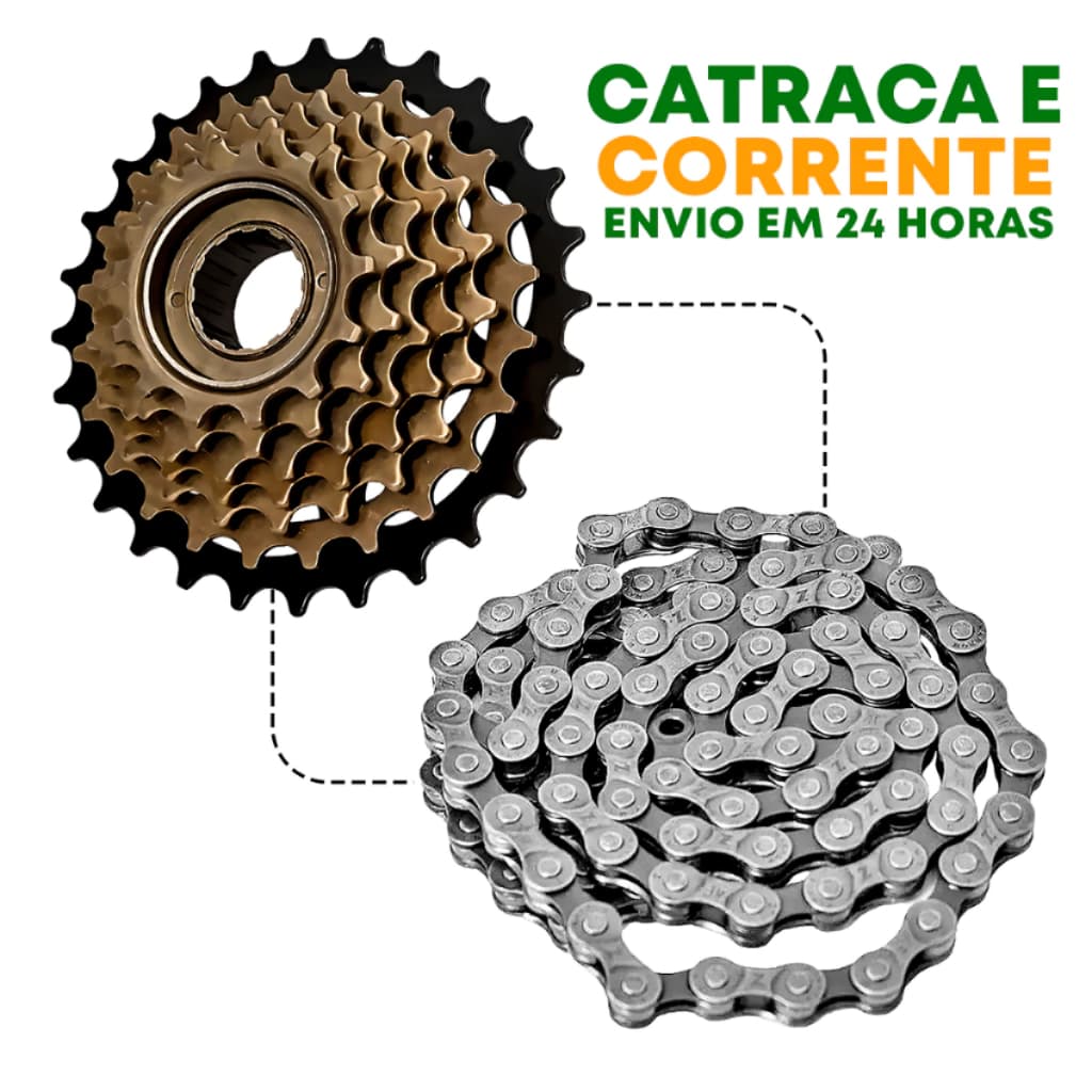 KIT CATRACA GTS 7V + CORRENTE INDEX G-51L 116 ELOS PARA BIKE 21 MARCHAS