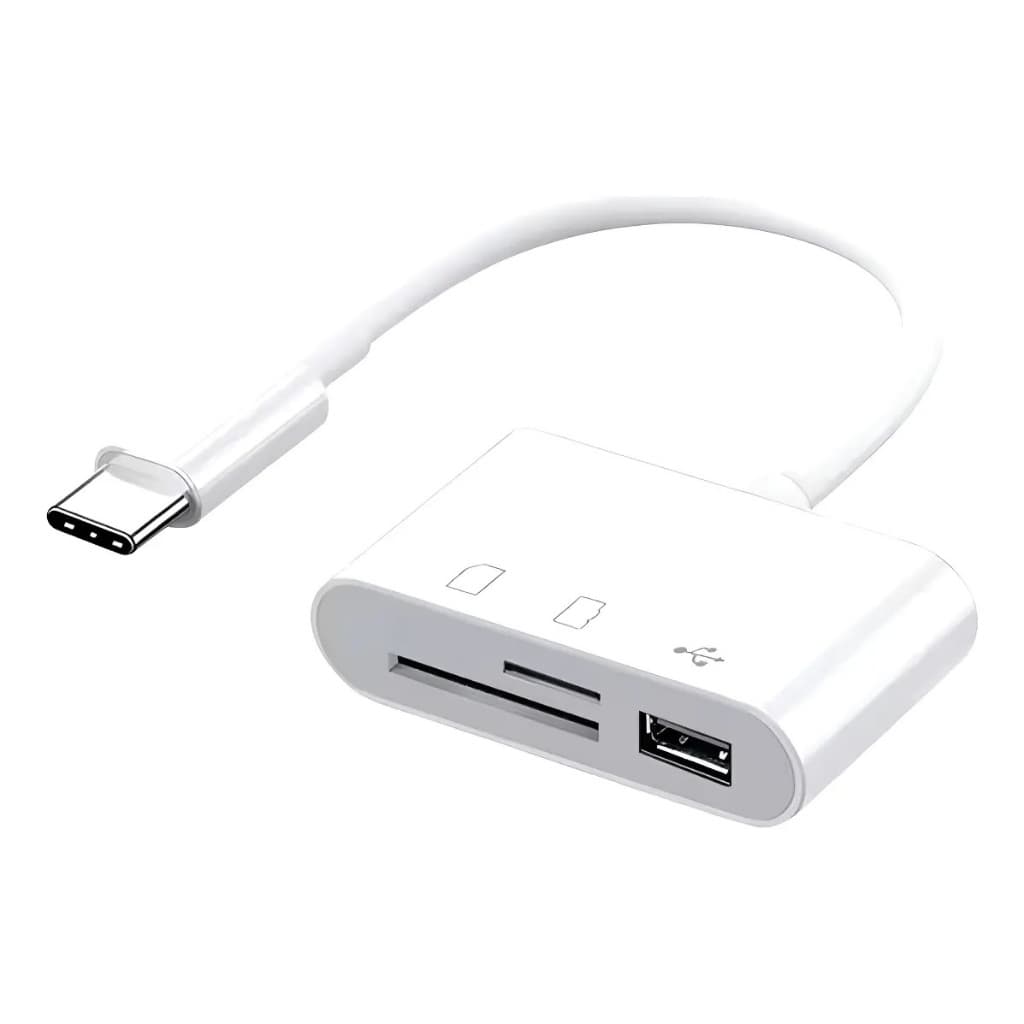 Adaptador USB-C 3 em 1 Cartão/MicroSD/USB