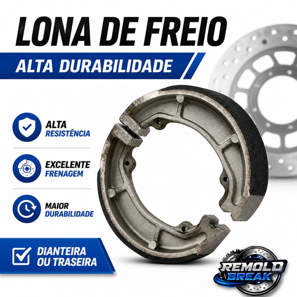 Kit Lona de Freio Patim Tambor Moto Honda Cg Start Titan Fan 125 150 160 Twist Dianteiro ou Traseiro