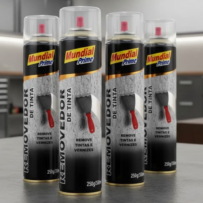 Removedor De Tinta e Verniz Spray Mundial Prime 350ml - Metal Cerâmica Cimento (Remove em Minutos)