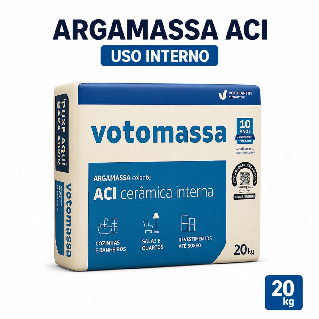 Argamassa ACI 20kg Votomassa Interna Cerâmica Piso Parede Cozinha Banheiro
