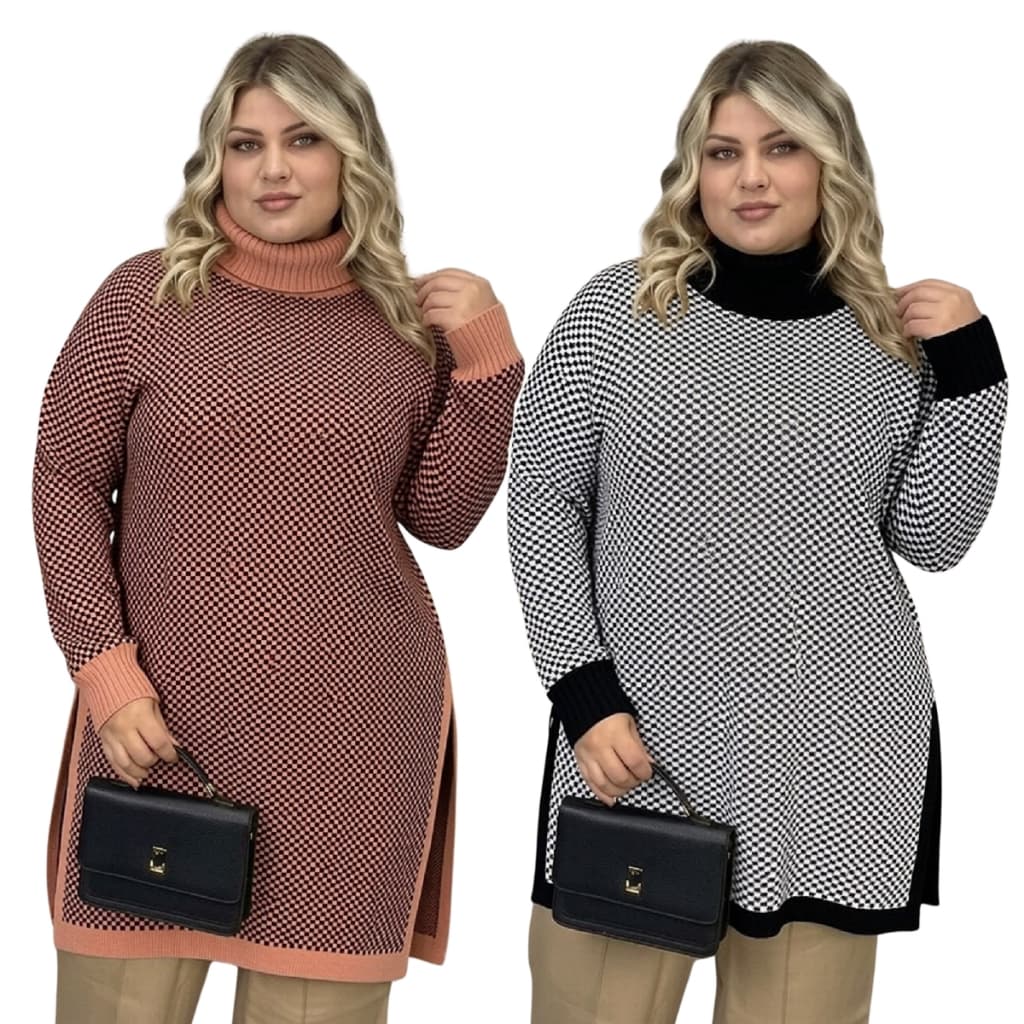 Kit 2 Ponchos Feminino Boho de Frio Tricô Plus Size Casual