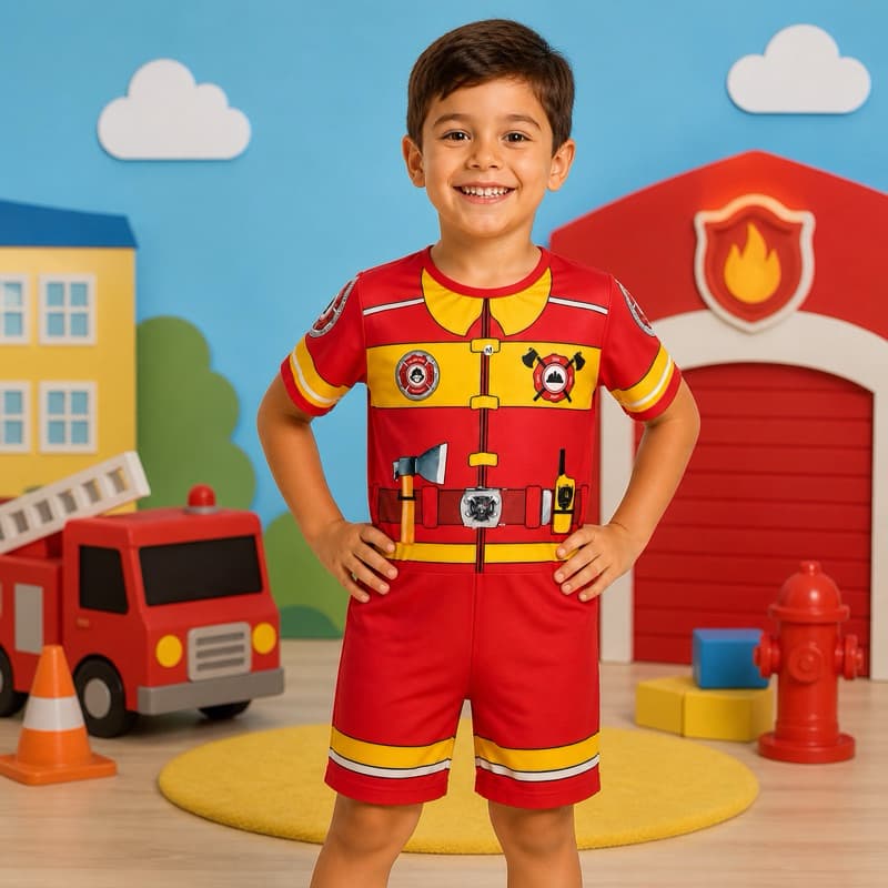 Fantasia Infantil Bombeiro Para Meninos Confortável Estiloso
