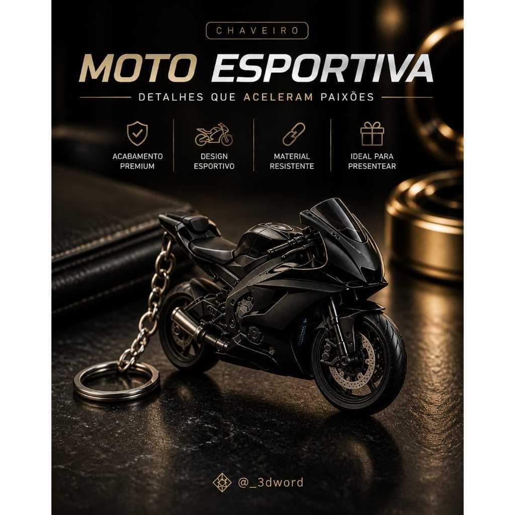 Chaveiro Moto Esportiva 3D Estilo Superbike Premium Resistente Detalhado Acessório Masculino Presente Criativo Exclusivo