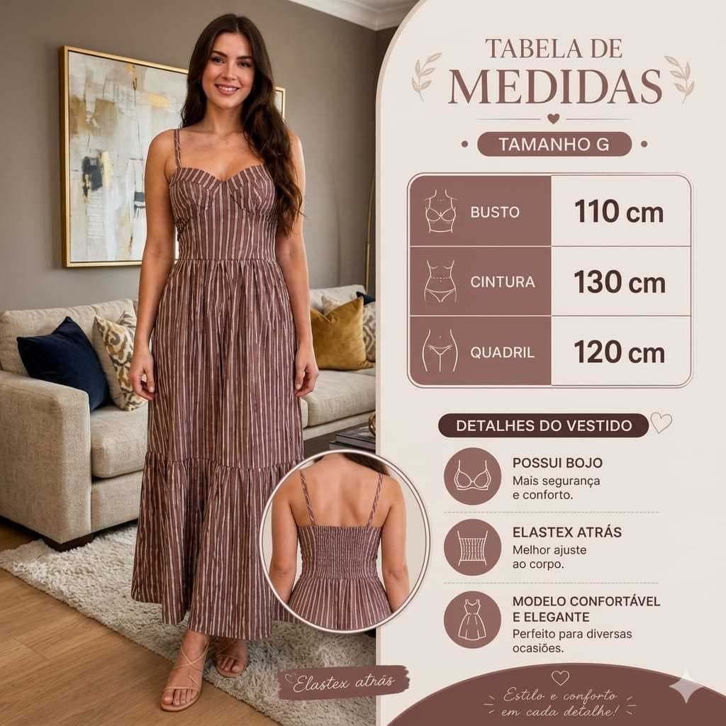 Vestido Feminino Longo Viscolinho com Bojo Elegante Casual   Alça  Regulavel Fresquinho  Moda Verão  2026