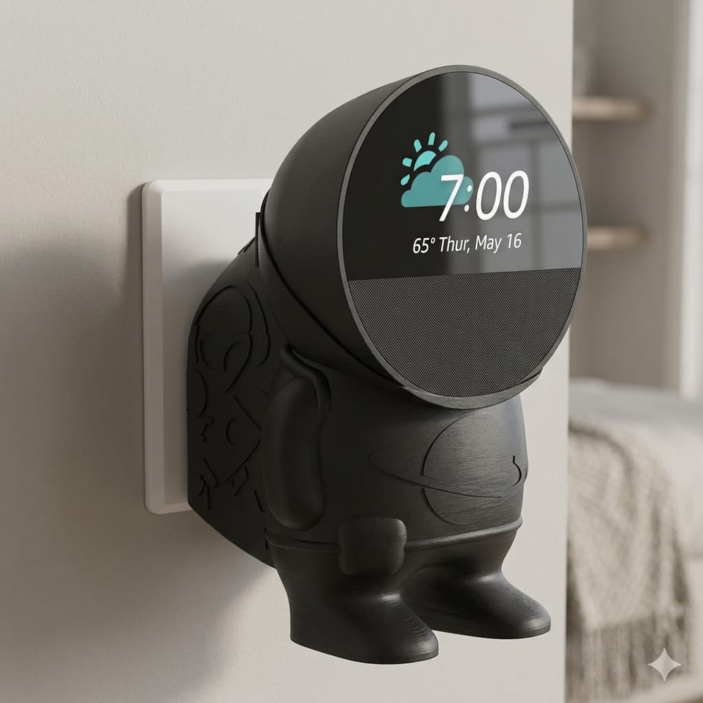 Suporte De Tomada Parede Astronauta Alexa Echo Spot