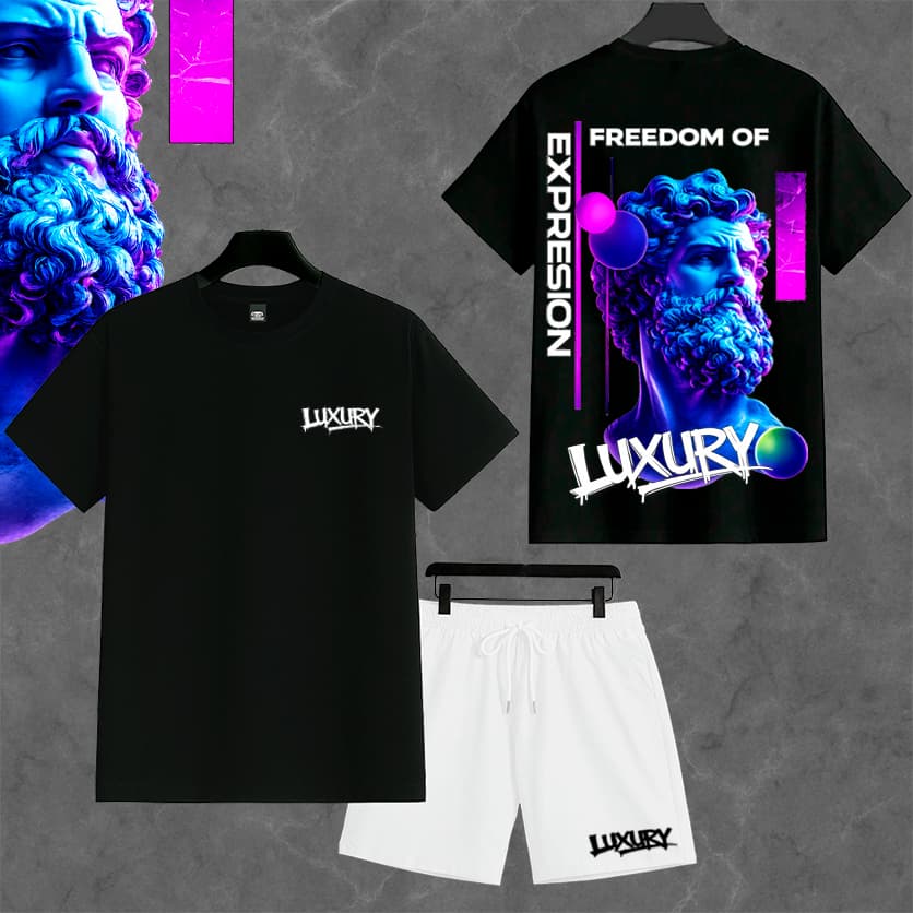 Conjunto Camiseta 30.1 + Bermuda Masculino Tactel Com elastano EXPRESION LUXURY streetwear lançamento