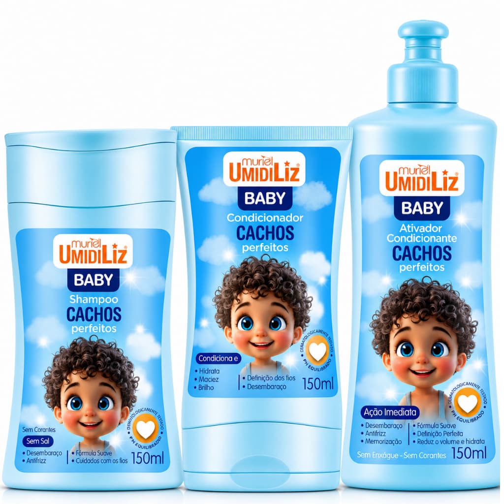 Muriel Umidiliz Cachos Perfeitos 150ml - Shampoo - Condicionador  - Ativador de cachos - Rosa/Azul