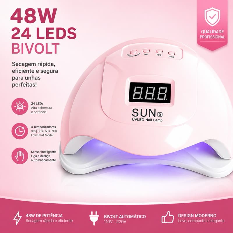 Cabine Para Unha Gel Sun 5 de Unhas Led Uv Profissional Porcelana Acrigel Estufa