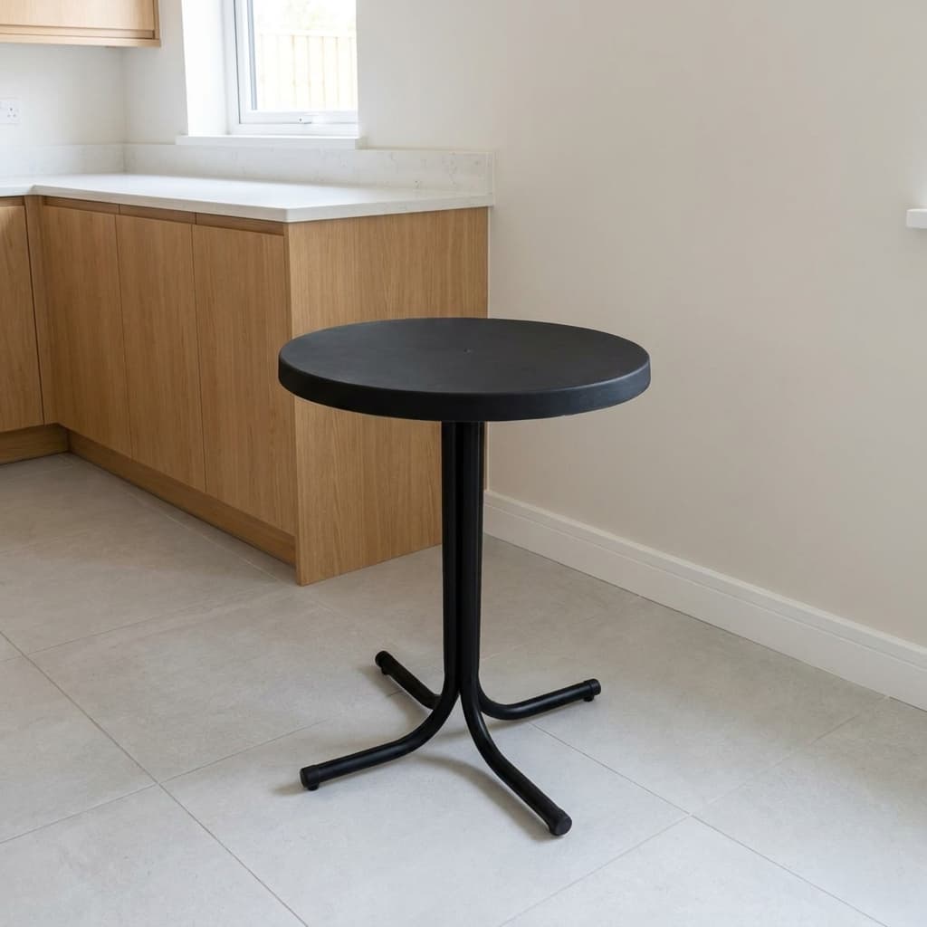 Mesa Base de Aço Com Tampo Montagem Rápida Redondo 60cm Para Bar Praia Buffet Apartamento Gourmet
