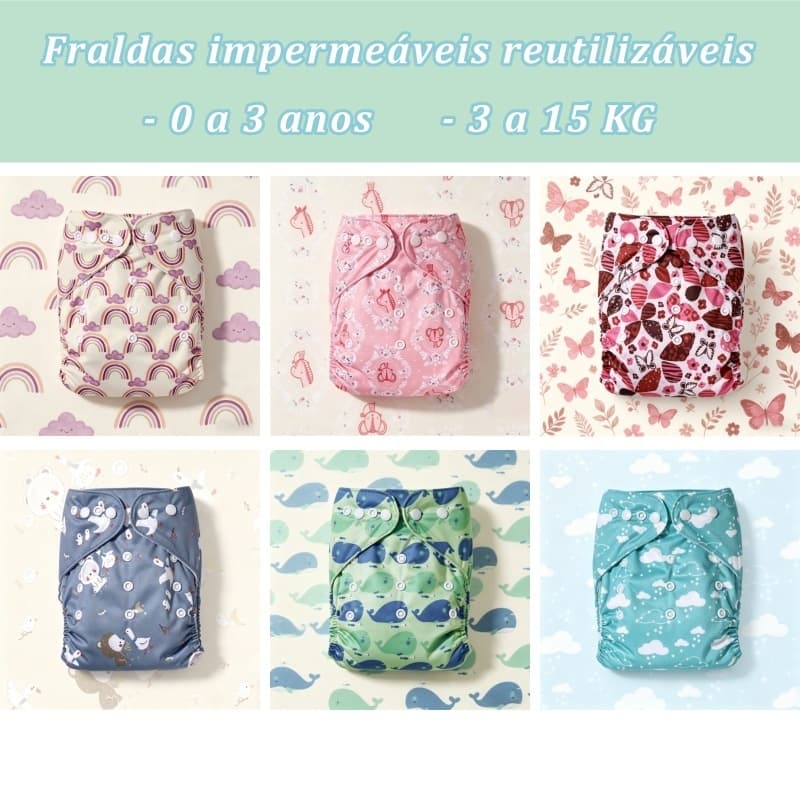 Fralda Ecológica Absorvente Piscina Reutilizável Impermeável Ajustável Para Desfralde Fraldas Ecológicas Para Bebês