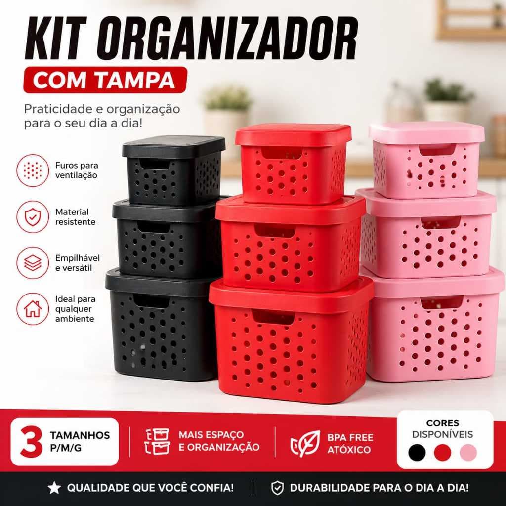 Kit Organizador Multiuso Praticidade No Seu Dia a Dia