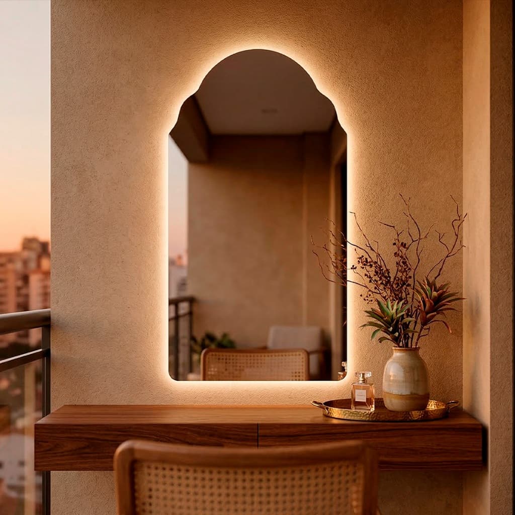 Espelho com Led 110x60 Mod Marrocos Espelho Corpo Inteiro Decorativo Espelho de Banheiro Sala