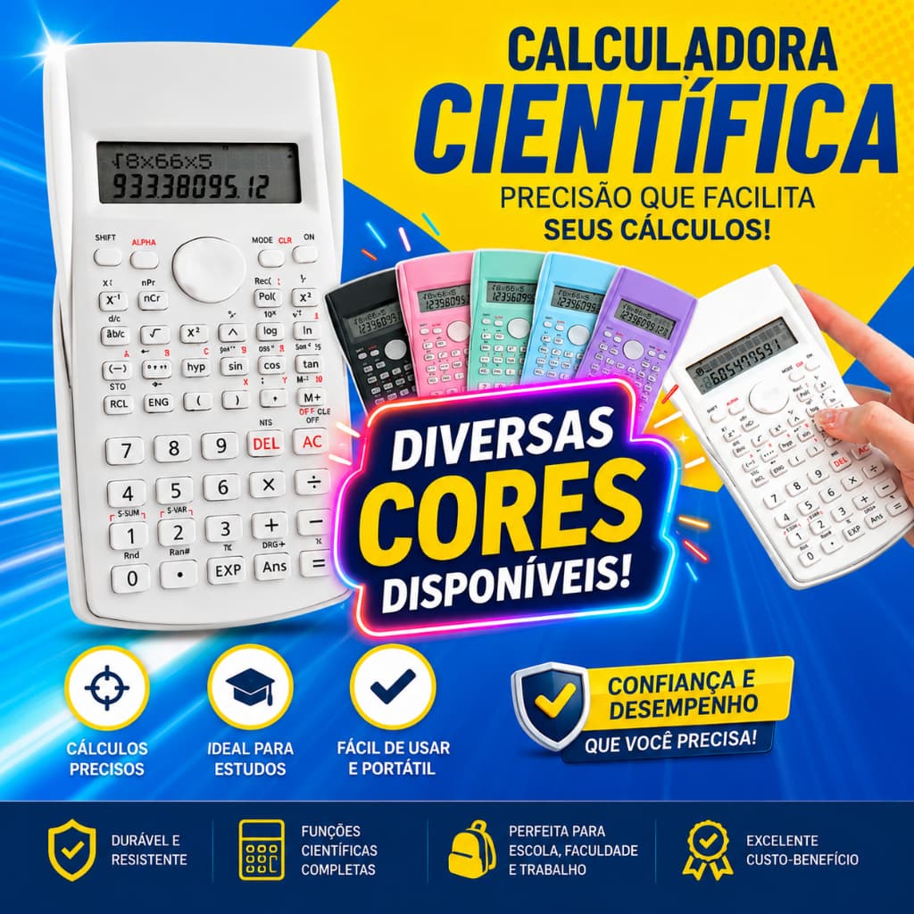 Calculadora Científica 240 Funções Estudante Faculdade De Engenharia Com Display Lcd AZUL