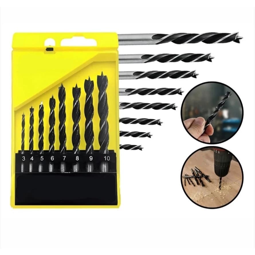Jogo de Broca Aço Rápido 10 Peças HSS para Metal Madeira Plástico – Kit Brocas Furadeira 1/2/3/4/5/6/7/8/9/10 mm