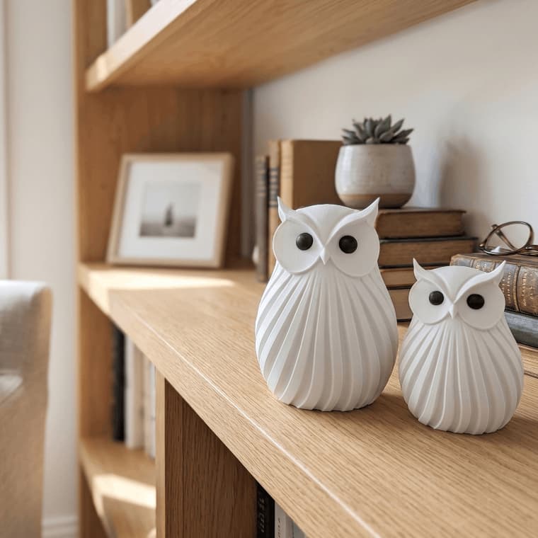 Coruja Escultura Decorativa Kit até 2 Peças Branca Minimalista Sala Quarto