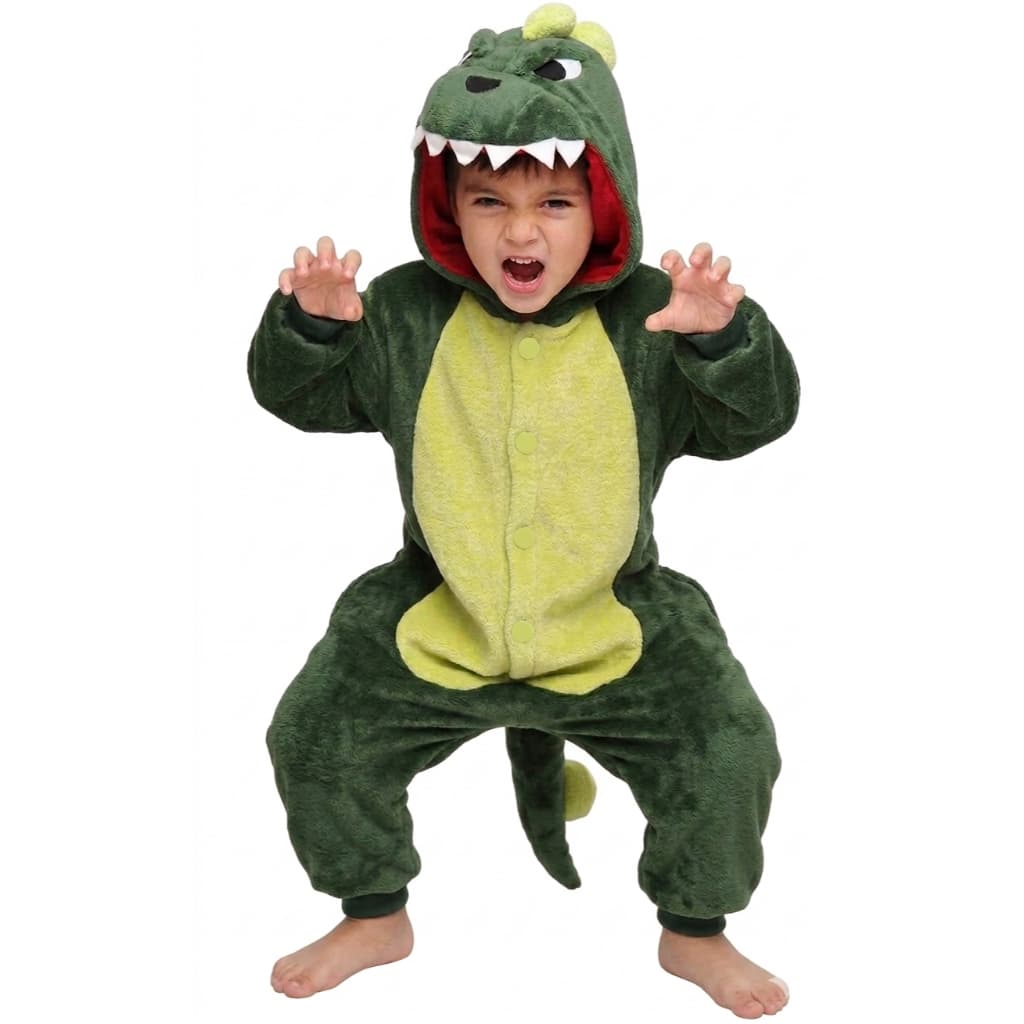 Fantasia Dinossauro Infantil Macacão Unissex Pelúcia Halloween Carnaval Confortável Criança Fofo
