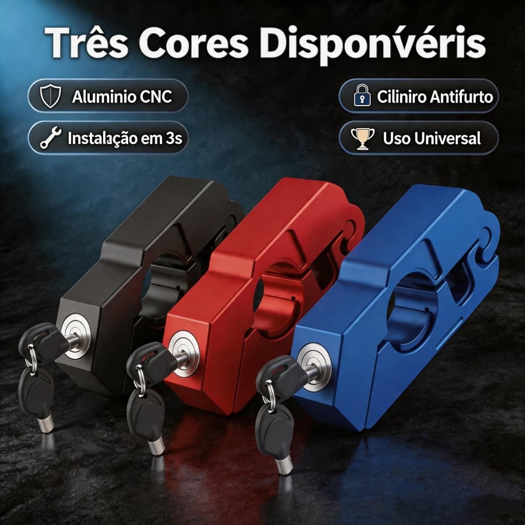 Trava Manete Moto Universal - Bloqueio De Guidão Antifurto Para Uso Diário - Design Compacto E Alta Segurança