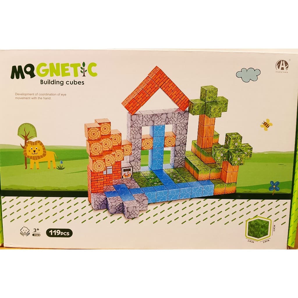 Blocos Magnéticos de Montar 119 Peças - STEM e Percepção Espacial - Pixel Art 3D