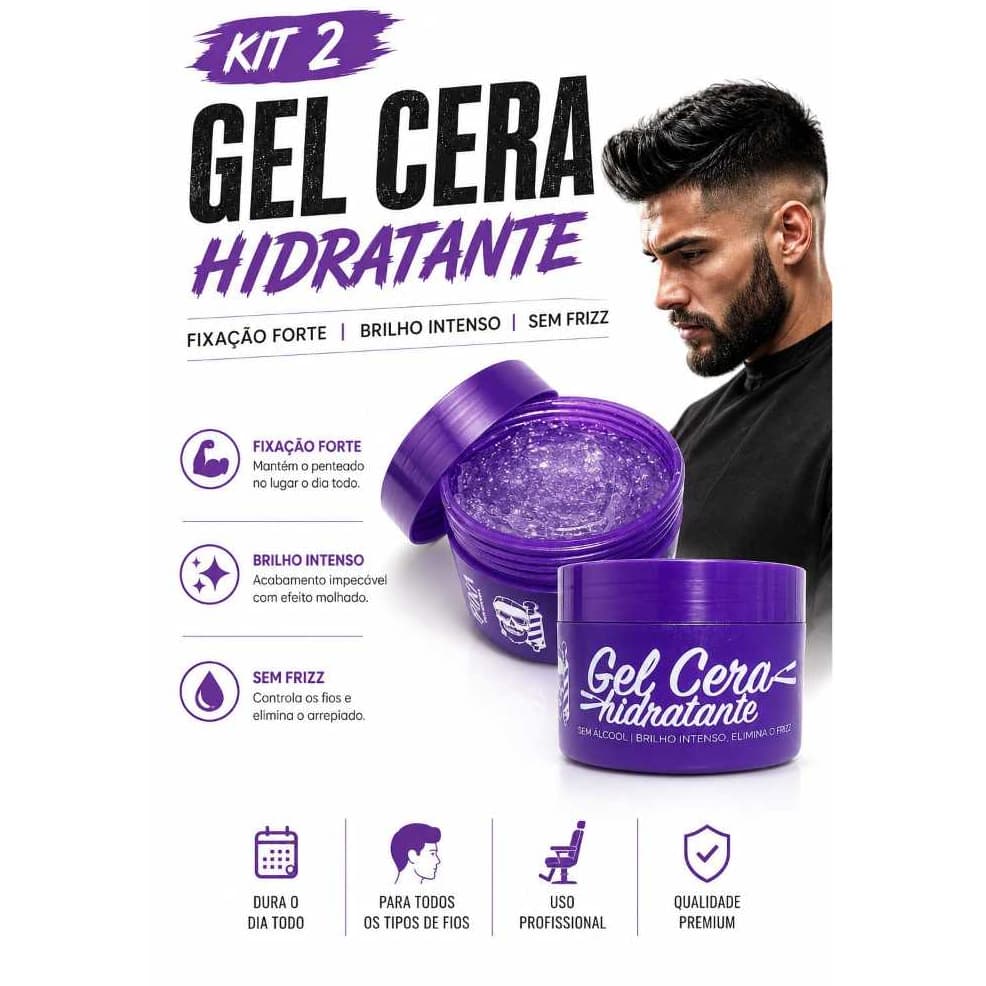 2 Gel Cera Super Hidratante 300g Fixa profissional