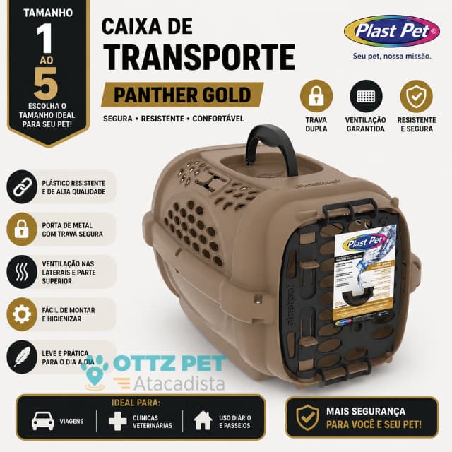 Caixa de Transporte Cachorro Gato N1 a N5 Resistente Segura Trava Dupla