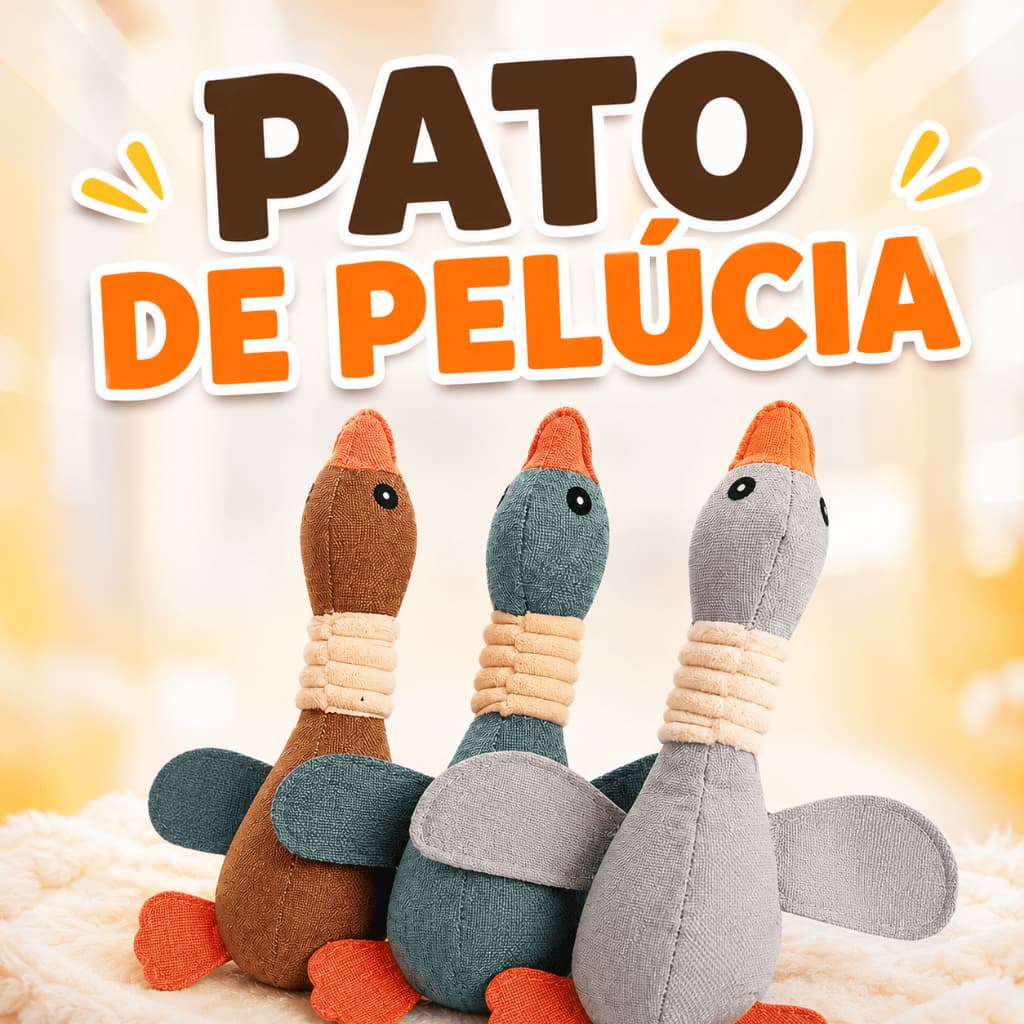 Brinquedo Mordedor Ganso Pato Pet Pelúcia Para Cães e Gatos Com Apito
