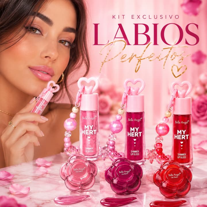 Kit Lábios Perfeitos Lip Gloss e Lip Balm para Brilho e Hidratação **Envio Cores Aleatórias