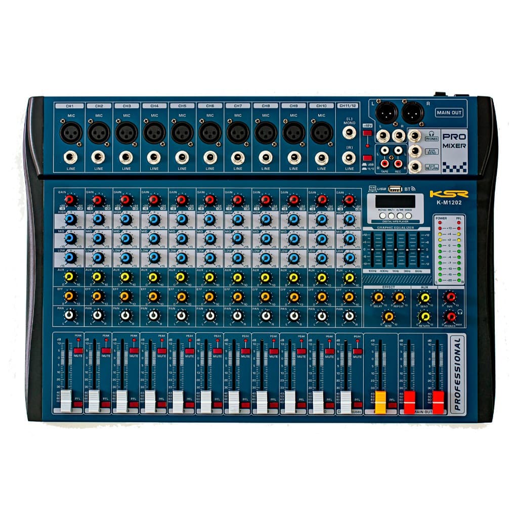 Mesa De Som 12 Canal Interface Ksr K12m Bluetooth Mp3 Phantom