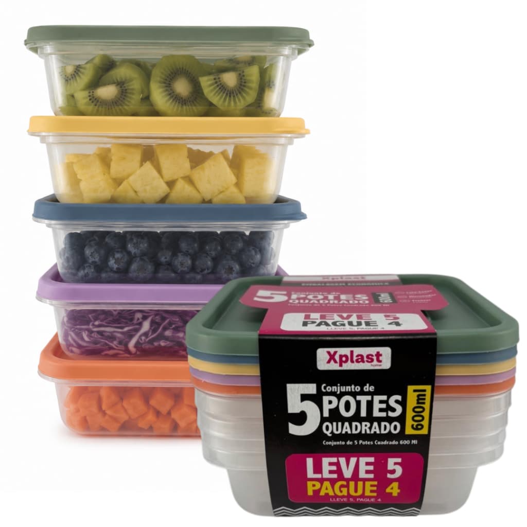 KIT com 20 Potes 600 ml - FREEZER, MICRO-ONDAS E LAVA-LOUÇA - Conservar Alimentos e Otimizar Espaços