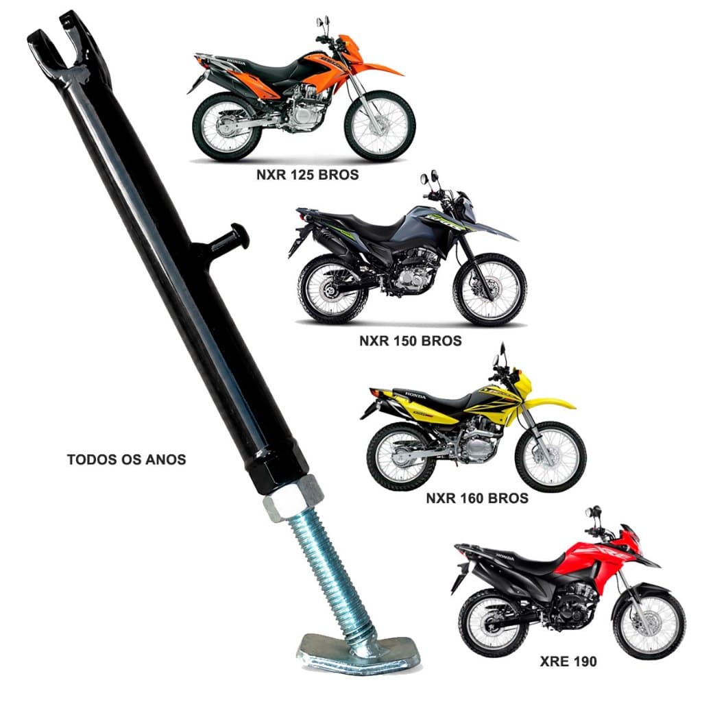 Cavalete Lateral Nxr Bros 125 150 160 Xre 190 Regulagem Pezinho Reforçado