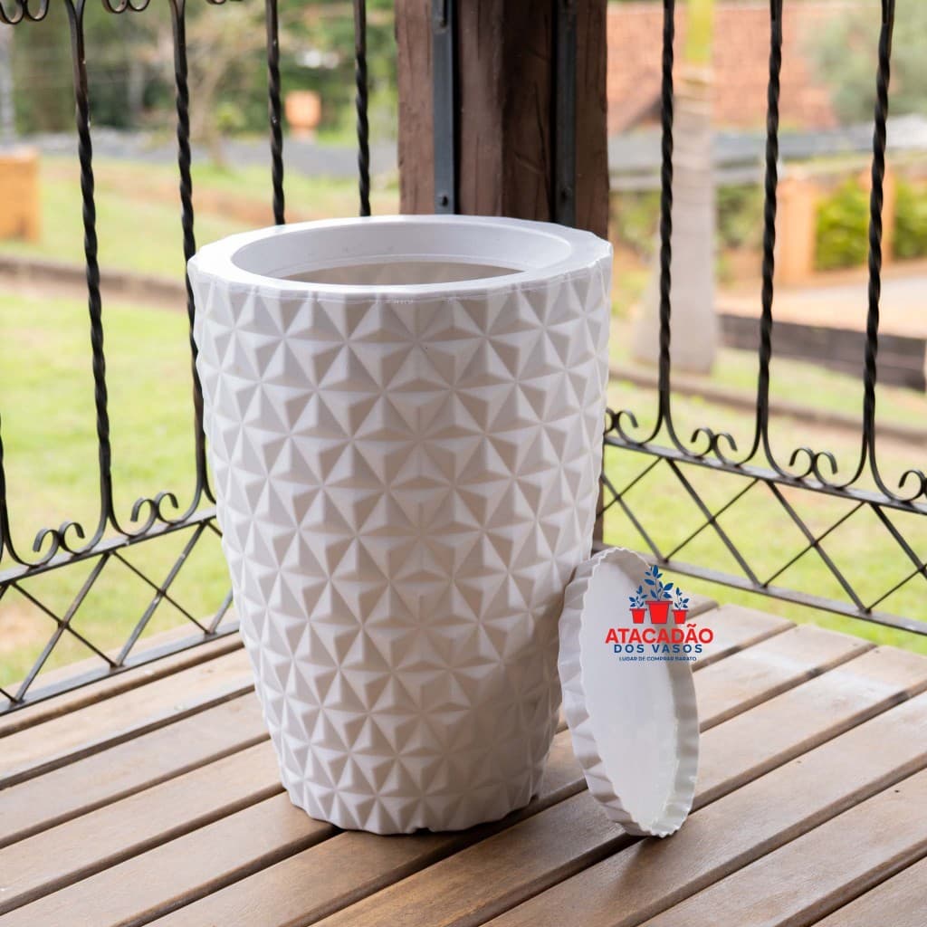 Vaso Para Plantas, Decorativo -Ideal Para Decorações - Acompanha Prato Coletor COLUNA DIAMANTE P